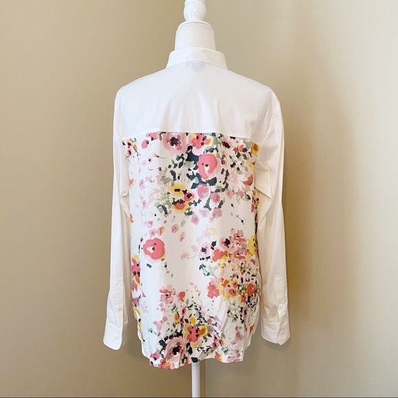 Worth Watercolor Floral Silk Stand Collar Blouse - Picture 3 of 13